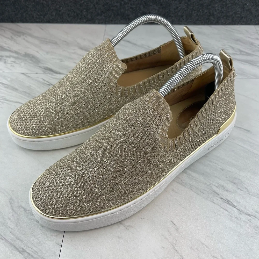 •Michael kors gold glitter slip on sneaker shoes women’s size 8.5_12